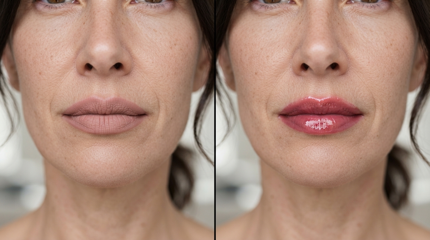 مقایسه رژ لب مات نود و رژ لب براق صورتی با حفظ فرم و بافت طبیعی لب‌ها